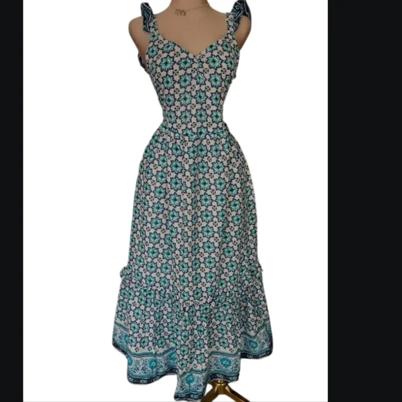 NWT Lucky Brand Tiered Ruffle Maxi Dress - Picture 2 of 13